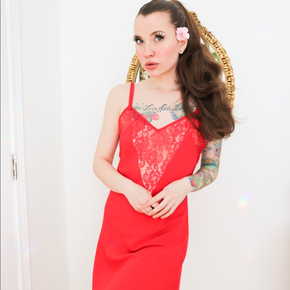 Vintage Victorias Secret Gold Label Red Nightgown